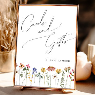 Kleurrijke Wildflower Baby shower Kaarten en gesch Poster