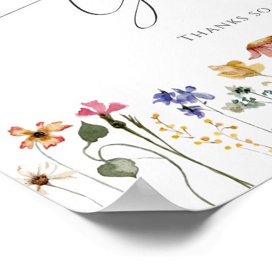 Kleurrijke Wildflower Baby shower Kaarten en gesch Poster (Hoek)