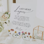 Kleurrijke Wildflower Baby shower Late Night Luier Reclamebord Met Voetstuk