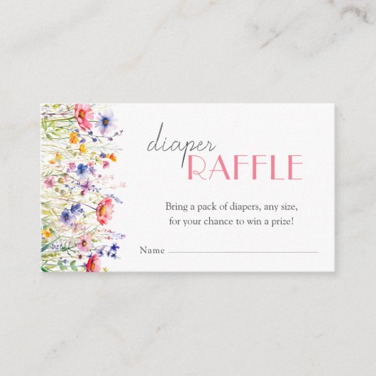 Kleurrijke Wildflower Baby shower Luier Raffle Informatiekaartje (Voorkant)