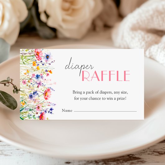 Kleurrijke Wildflower Baby shower Luier Raffle Informatiekaartje