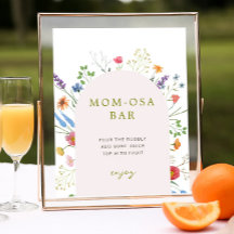 Kleurrijke Wildflower Baby shower Momosa Bar Sign