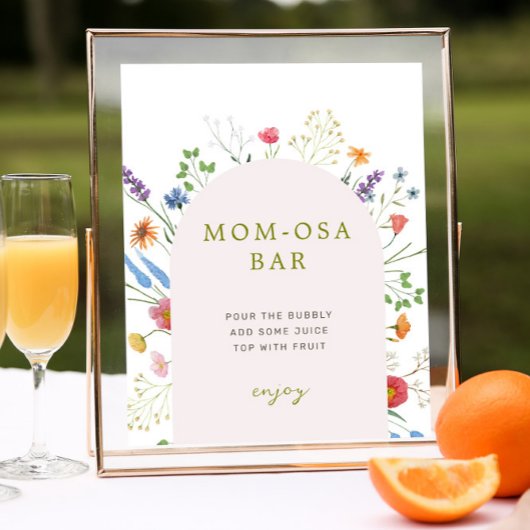Kleurrijke Wildflower Baby shower Momosa Bar Sign Poster