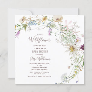 Kleurrijke Wildflower Baby shower Party Kaart