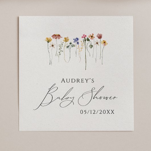 Kleurrijke Wildflower Baby shower servetten