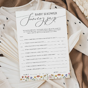 Kleurrijke Wildflower Baby shower Survey zegt Kaar Kaart