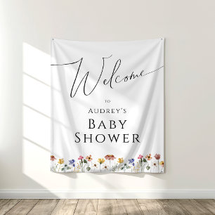 Kleurrijke Wildflower Baby shower Welkom Achtergro Wandkleed
