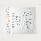 Kleurrijke Wildflower Baby shower Welkom Achtergro Wandkleed (Voorkant (horizontaal))