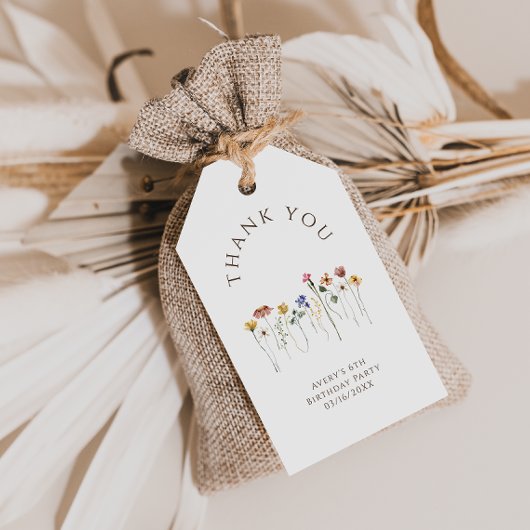 Kleurrijke Wildflower Bedankt Verjaardagsfeest Cadeaulabel