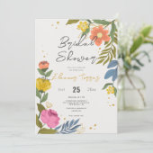 Kleurrijke Wildflower Beig chique boho Vrijgezelle Kaart (Staand voorkant)