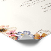 Kleurrijke Wildflower | Beige Bruiloft Menu Sign Poster (Hoek)