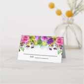 Kleurrijke Wildflower Beige bruiloft Plaatskaartje (Voorkant)