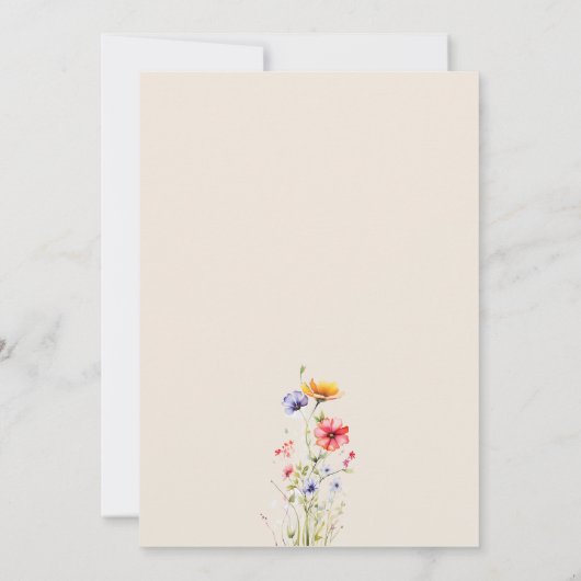 Kleurrijke Wildflower Beige bruiloft repetitie din Kaart (Achterkant)