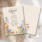 Kleurrijke Wildflower Beige bruiloft repetitie din Kaart