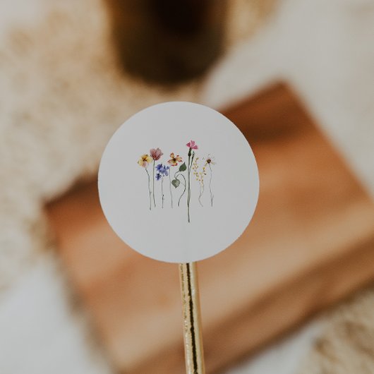 Kleurrijke Wildflower | Beige envelop afdichtingen Ronde Sticker