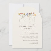 Kleurrijke Wildflower Beige Monogram Fotoboog Kaart (Voorkant)