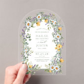 Kleurrijke Wildflower Bloemen Boog Spring Wedding Acryl Uitnodigingen (Insitu (Draagbaar))