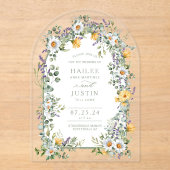 Kleurrijke Wildflower Bloemen Boog Spring Wedding Acryl Uitnodigingen (Voorkant)