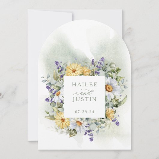 Kleurrijke Wildflower Bloemen Boog Spring Wedding Kaart (Achterkant)