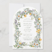 Kleurrijke Wildflower Bloemen Boog Spring Wedding Kaart (Voorkant)