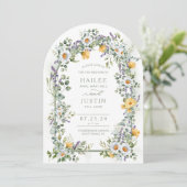 Kleurrijke Wildflower Bloemen Boog Spring Wedding Kaart (Staand voorkant)