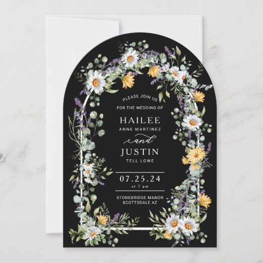 Kleurrijke Wildflower Bloemen Boog Spring Wedding Kaart (Voorkant)