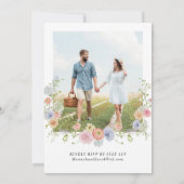 Kleurrijke Wildflower Bloemen Foto bruiloft Kaart (Achterkant)