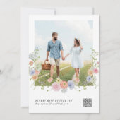 Kleurrijke Wildflower Bloemen Foto QR Code Huwelij Kaart (Achterkant)