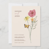 Kleurrijke Wildflower Bloemen Vlinder bruiloft Kaart (Voorkant)