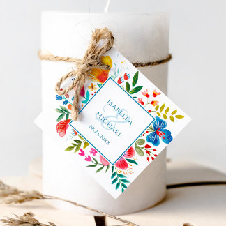 Kleurrijke Wildflower Bloemen Waterverf Bruiloft Bedankjes Labels
