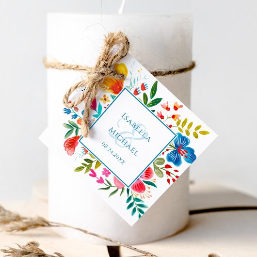 Kleurrijke Wildflower Bloemen Waterverf Bruiloft Bedankjes Labels