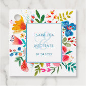 Kleurrijke Wildflower Bloemen Waterverf Bruiloft Bedankjes Labels (Voorkant)