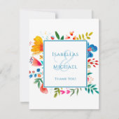 Kleurrijke Wildflower Bloemen Waterverf Bruiloft Bedankkaart (Voorkant)