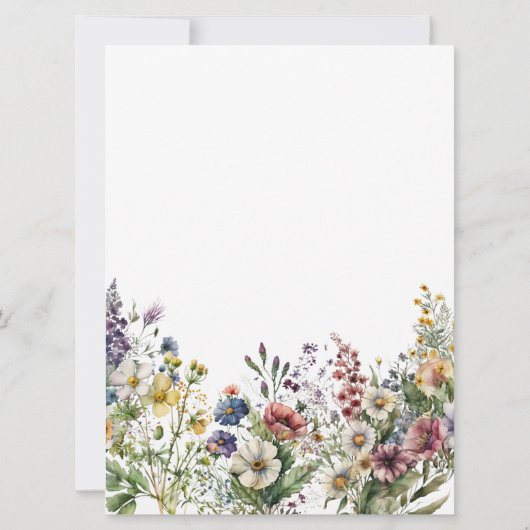 Kleurrijke Wildflower Bloemen Waterverf Bruiloft Kaart (Achterkant)