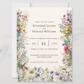 Kleurrijke Wildflower Bloemen Waterverf Bruiloft Kaart (Voorkant)