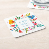 Kleurrijke Wildflower Bloemen Waterverf Bruiloft Kartonnen Onderzetters (Schuin)