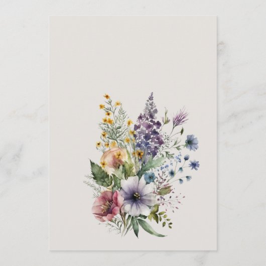 Kleurrijke Wildflower Bloemen Waterverf Bruiloft Menu (Achterkant)