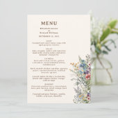 Kleurrijke Wildflower Bloemen Waterverf Bruiloft Menu (Staand voorkant)