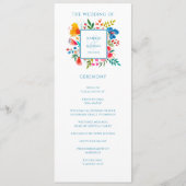 Kleurrijke Wildflower Bloemen Waterverf Bruiloft Programmakaart (Voorkant)