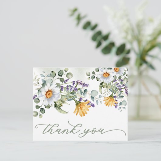 Kleurrijke Wildflower Bloemen Zomer Lente Huwelijk Bedankkaart (Staand voorkant)