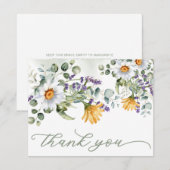 Kleurrijke Wildflower Bloemen Zomer Lente Huwelijk Bedankkaart (Voorkant / Achterkant)