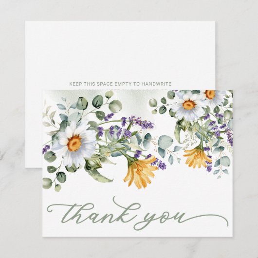 Kleurrijke Wildflower Bloemen Zomer Lente Huwelijk Bedankkaart (Voorkant / Achterkant)