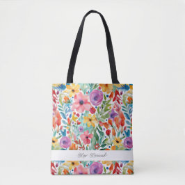 Kleurrijke Wildflower bloesems patroon Tote Bag