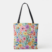 Kleurrijke Wildflower bloesems patroon Tote Bag (Achterkant)