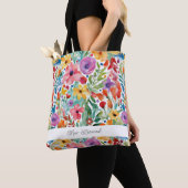 Kleurrijke Wildflower bloesems patroon Tote Bag (Dichtbij)