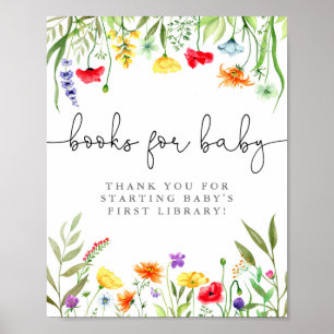 Kleurrijke Wildflower boeken voor baby sign Poster