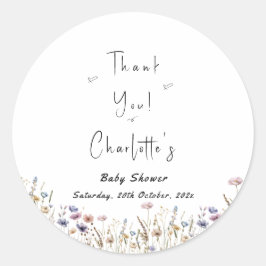 Kleurrijke Wildflower Boho Baby shower Ronde Sticker