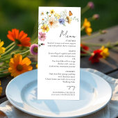 Kleurrijke Wildflower | Boho Bruiloft Menu Kaart