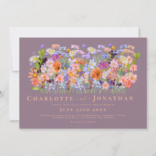 Kleurrijke Wildflower Boho Bruiloft QR Code Kaart (Voorkant)