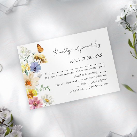Kleurrijke Wildflower | Boho Bruiloft RSVP Kaarten Kaartje